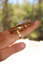 Load image into Gallery viewer, ADJUSTABLE GOLD PLATED GEODE AGATE CRYSTAL RING
