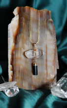 Load image into Gallery viewer, GOLD PLATED QUARTZ/TOURMALINE NECKLACE
