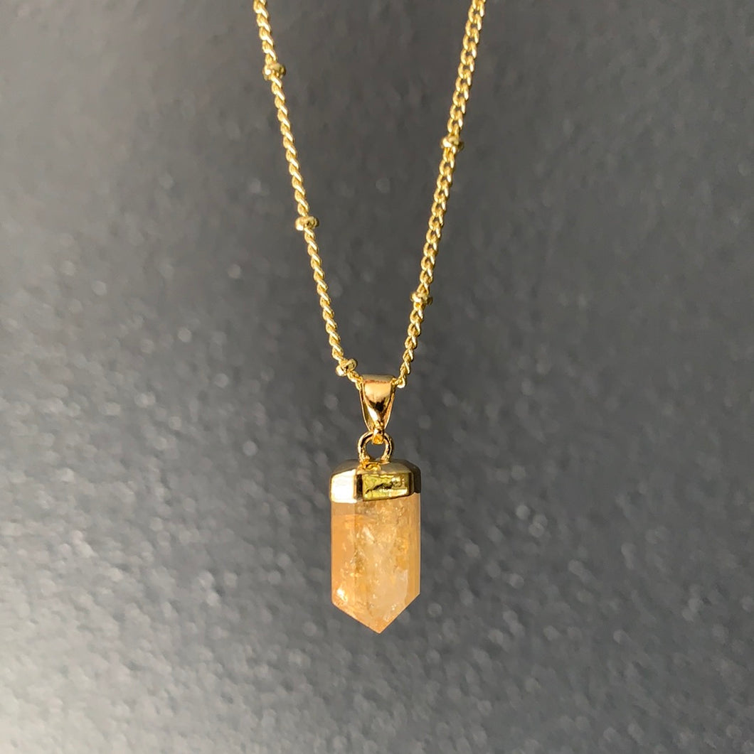 CITRINE CRYSTAL MINI POINT NECKLACE