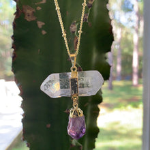 Load image into Gallery viewer, NATURAL CLEAR QUARTZ /AMETHYST CRYSTAL NECKLACE
