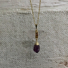 Load image into Gallery viewer, NATURAL CLEAR QUARTZ /AMETHYST CRYSTAL NECKLACE
