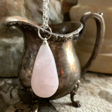 Load image into Gallery viewer, TEARDROP ROSE QUARTZ GEMSTONE PENDANT
